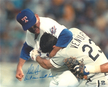Nolan Ryan Signed & Inscribed 16x20" Fighting Photo with "Dont Mess with Texas!" Inscription (Ryan Holo, Ai Verified COA & Beckett)
